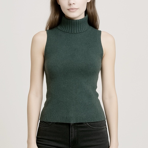 Express Green Turtleneck Fitted Sleeveless Sweater M - Picture 1 of 7